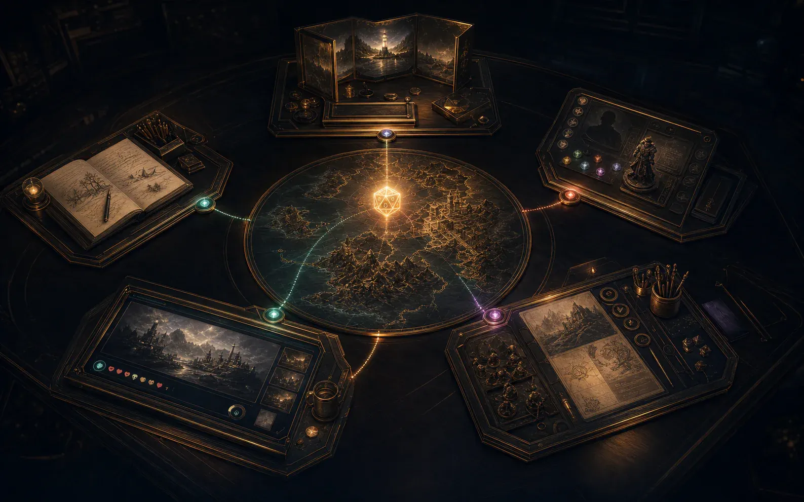 One living table. Five ways in. Choose a role to begin